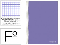 Cuaderno espiral Liderpapel Smart Folio tapa blanda 80h 60g c/4mm. color violeta